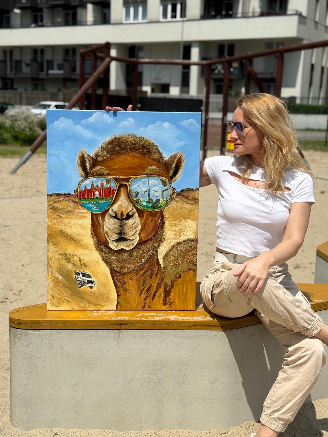 Habibi, venez à Dubaï ! Peinture de chameau de Dubaï, art acrylique ...