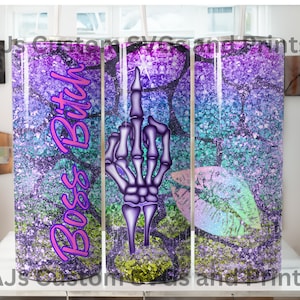 Boss Bitch Neon 20oz skinny tumbler wrap/ Adult Funny/  PNG Digital Print/ Sublimation