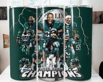 Philadelphia Football SB Win  20oz skinny tumbler wrap/ PNG Digital Print/ Sublimation
