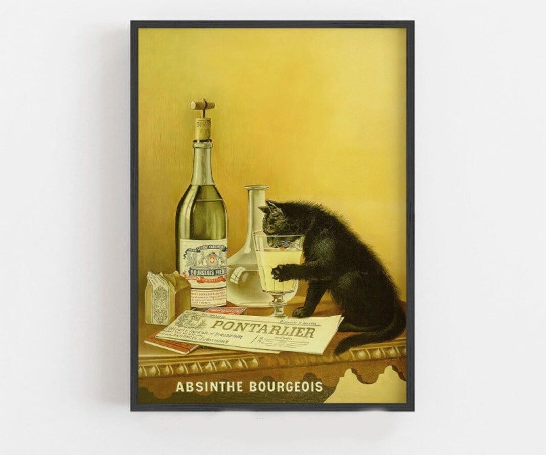 Catz Bitters Poster Vintage Beverage Poster Black Cat Wall Etsy
