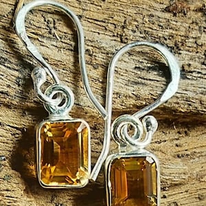 Charming Natural Emerald Cut Citrine 925 Silver Earrings, Gift For Her, Wedding, Engagement, Thanksgiving, Valentine&#39;s Day Many More...