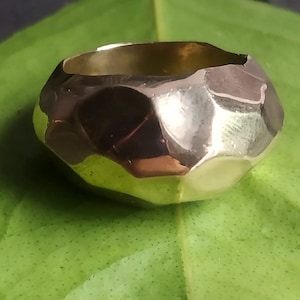 Vintage Hammered Dome Pattern Solid Brass Ring