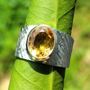 Genuine Citrine 925 Silver Handmade Faceted Oval Ring. November Months Birthstone, Couple Ring, Thumb Ring, Statement Ring , Boho Style