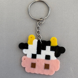 Cute Cow Perler Bead Keychain
