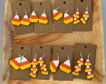 Candy Corn Perler Bead Earrings | Halloween Earrings | Candy Corn Earrings