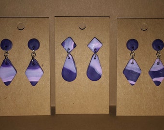 Purple Polymer Clay Earrings