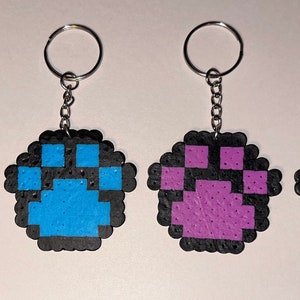 Paw Print Perler Bead Keychain