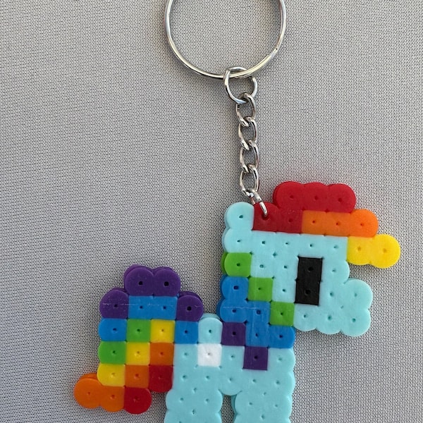 Rainbow Dash Perler Bead Keychain | My Little Pony Keychain