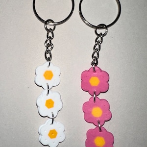 Flower Perler Bead Keychain