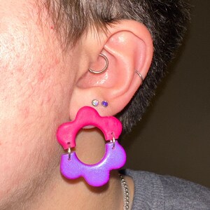 Flower Polymer Clay Earrings | Flower Earrings | Purple Flower Polymer Clay Earrings