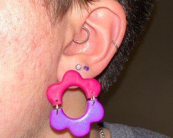 Flower Polymer Clay Earrings | Flower Earrings | Purple Flower Polymer Clay Earrings