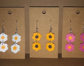 Boucles D'oreilles Candy Corn Halloween - Perles Acryliques, Argent Tibétain, Fait Main