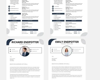 Modern One-Page Resume and Cover Letter Template, ATS-Friendly, Editable in Canva, Google Docs, Word