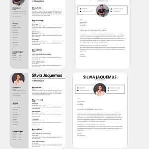 Currículum vitae y carta de presentación modernos de una página para solicitantes de empleo, fáciles de editar y profesionales, ideales para puestos corporativos, tecnológicos y creativos.