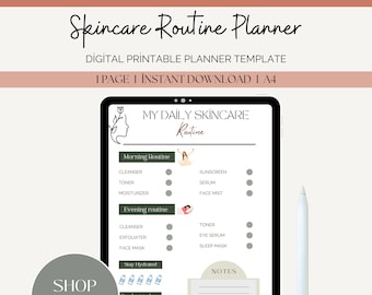 Skincare Routine Planner | Daily Skin Tracker PDF | Morning & Night Self-Care Journal | Printable A4 Beauty Routine Organizer