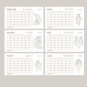 Zodiac Monthly Calendar, Simple Calendar, Printable Calendar Pages, PDF ...