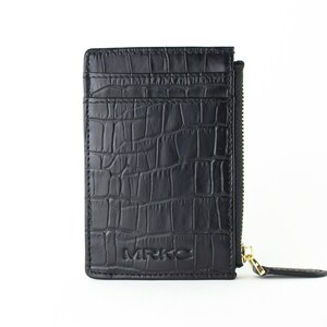 Leather Zip Card Holder for Men, Alligator Wallet with Zipper, RFID Cardholder for Men, Zip Leather Wallet Slim Card Case