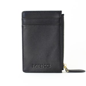 Leather Zip Card Holder for Men, Alligator Wallet with Zipper, RFID Cardholder for Men, Zip Leather Wallet Slim Card Case