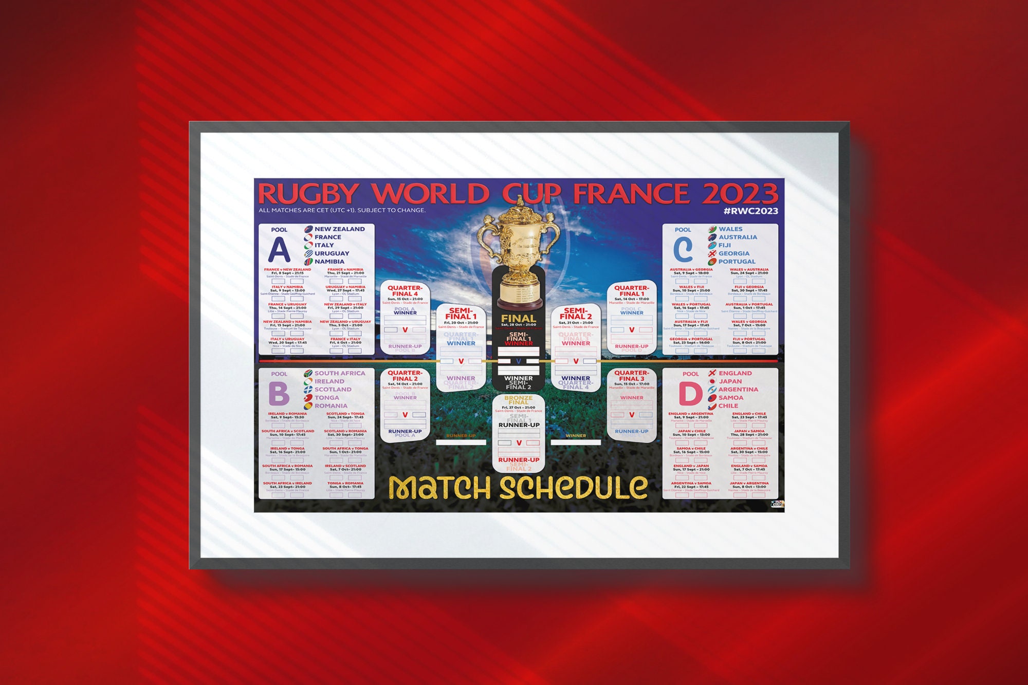 Rugby World Cup 2023 Scorecard & Schedule Personalized Digital