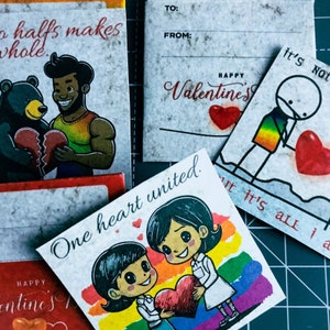 6cm Miniature LGBTQ+ Valentine Cards and Envelopes - Short Heartfelt Messages, Pride Crafts | Etsy