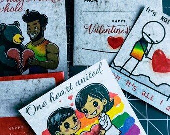 6cm Miniature LGBTQ+ Valentine Cards and Envelopes - Short Heartfelt Messages, Pride Crafts | Etsy