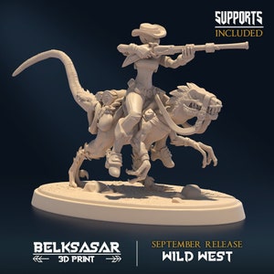 Cow Girl Outlaw Riding Raptor with Rifle |TTRPG| NSFW| by Belksasar 3dprint