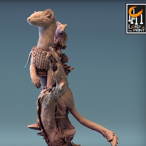 Mice With Weasel Climbing  | DND| TTRPG| Premium Quality ECO Resin | by Rescale Miniatures