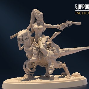 Cow Girl Outlaw Riding Raptor with Dual Revolvers |TTRPG| NSFW| by Belksasar 3dprint