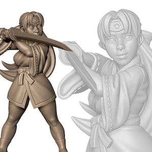 Sword Miko |TTRPG| Premium Quality ECO Resin | by Menagerie Miniature