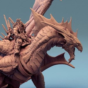 Silver Dragon Mounted | DND| TTRPG| Premium Quality ECO Resin | by Rescale Miniatures