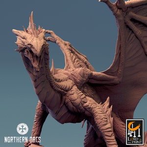 Silver Dragon Landed | DND| TTRPG| Premium Quality ECO Resin | by Rescale Miniatures