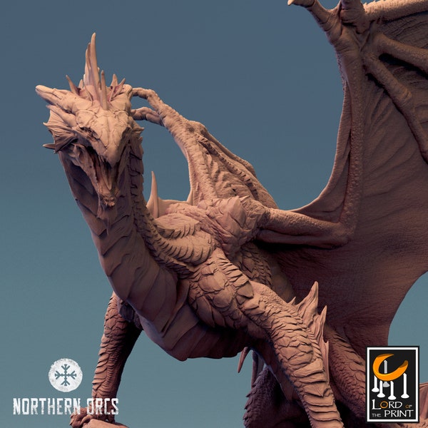 Silver Dragon Landed | DND| TTRPG| Premium Quality ECO Resin | by Lord of the Print
