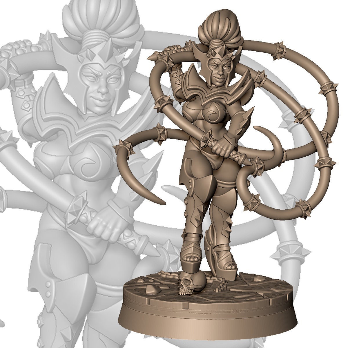 Figurine Miniature Guerrière Alimilian – Pour Jeux De Rôle D&D, Pathfinder, DSA (Résine, Haute Précision)