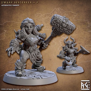 Dwarf Berserker Female Leader | DND| TTRPG| Premium Quality ECO Resin | by Artisan Guild