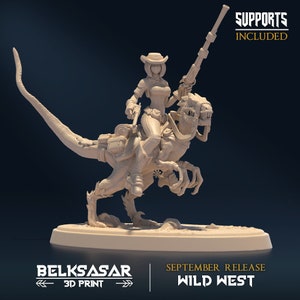 Cow Girl Outlaw Riding Raptor with Rifle and Revolver |TTRPG| NSFW| by Belksasar 3dprint