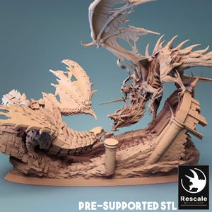 Cursed Dragon Versus Armored Dragon  | DND| TTRPG| Premium Quality ECO Resin |  by Rescale Miniatures s