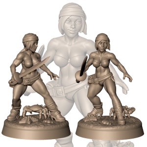 Female Pirate Fighting |TTRPG| Premium Quality ECO Resin | by Menagerie Miniature