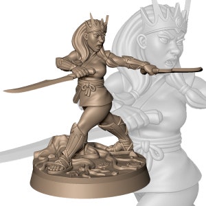 Lady Double Blade |TTRPG| Premium Quality ECO Resin | by Menagerie Miniature