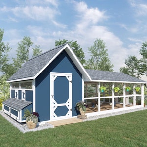 Large Chicken Coop & Run Enclosure Building Plans 15-25 Chickens | Large Walk In Secure Backyard Chicken Coop | Digital Download DIY Plans