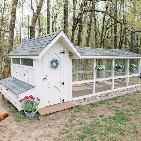 Chicken Coop Building Plans – Walk In DIY Coop & Run for 10-12 Chickens (Digital Download)
