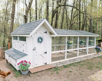 Chicken Coop & Run Enclosure Building Plans | Walk In Secure Backyard Chicken Coop for 10-12 Chickens | Digital Download DIY Plans