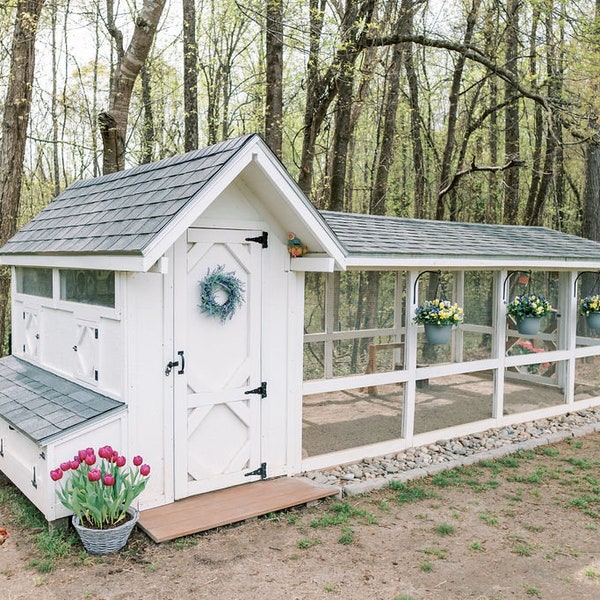 Chicken Coop & Run Enclosure Building Plans | Walk In Secure Backyard Chicken Coop for 10-12 Chickens | Digital Download DIY Plans