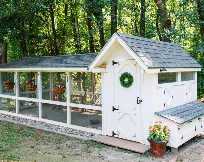 Chicken Coop Building Plans – Walk in DIY Coop & Run for 10-12 Chickens ...