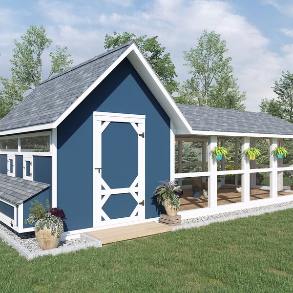 Large Chicken Coop Building Plans – DIY Walk-In Coop for 15-25 Chickens (Digital Download)
