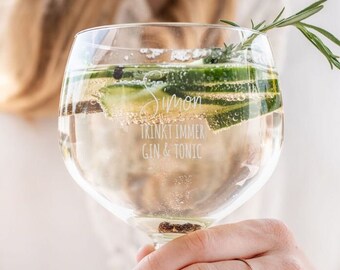 Bicchiere da gin con incisione personalizzata - Bicchiere da gin con nome - Bicchiere da gin personalizzabile - Bicchiere da gin tonic - Bicchiere da cocktail con incisione