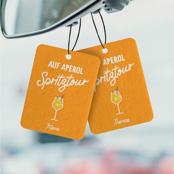 Aperol Spritz Duftbaum I Personalisierbarer Duftbaum 2er Set mit Getränken und Spruch I Duftbaum mit Text I Aperol Geschenk für Freundin