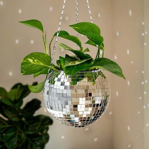 Disco ball flower pot Disco ball Flowerpot Hanging flower pot Gifts for girlfriend Mirror flower pot Gifts for home image 1