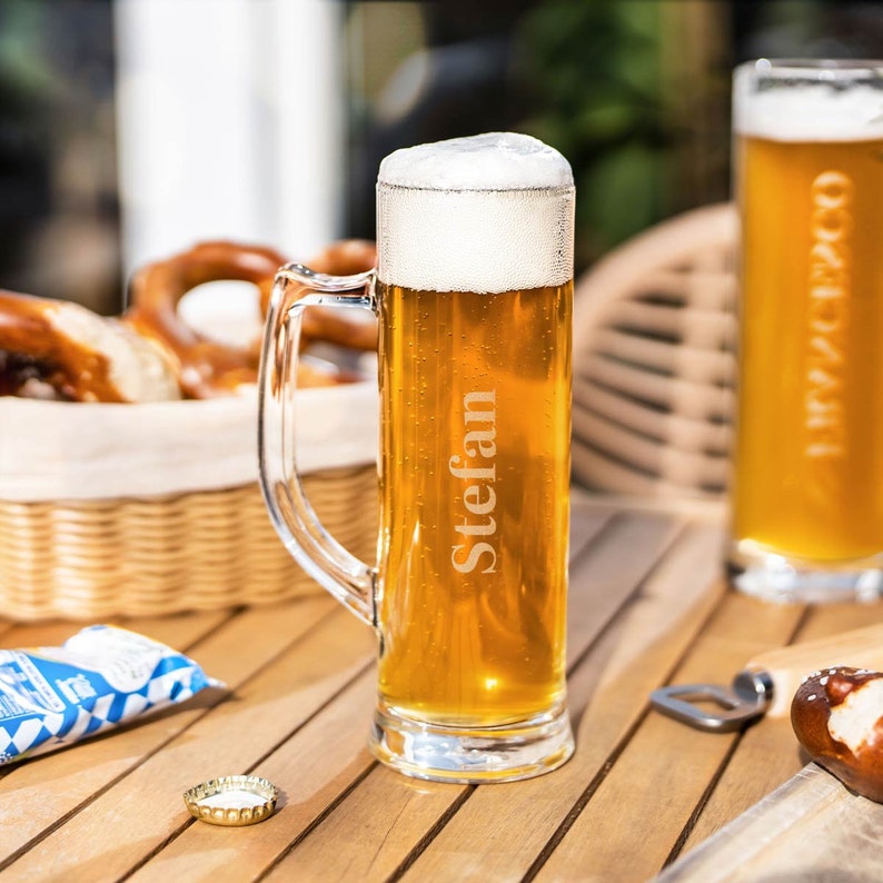 Verre à bière avec nom I Verre à bière I Cadeaux de bière I Cadeau de la fête des pères I Cadeau pour hommes I Chope à bière I Cadeau personnalisé I Bière image 1