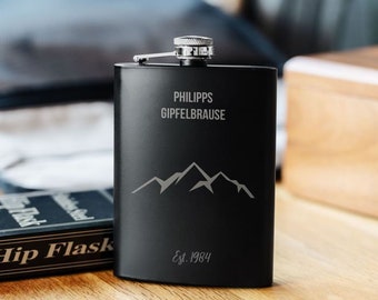 Personalizable hip flask with symbol and text I hip flask I gift for boyfriend I gift for dad I gift for men I Father's Day