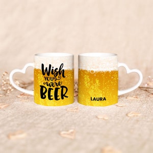 Tasse personnalisée Wish you was Beer I Cadeau de bière I Tasse de bière I Cadeau drôle I Cadeau pour les hommes I Cadeau de la fête des pères Herzhenkel-Tasse